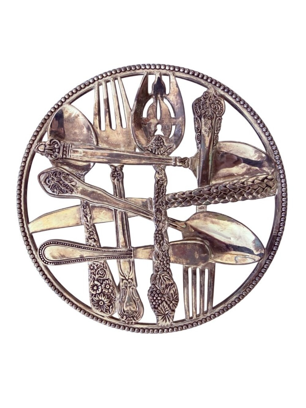 Vintage Godinger Silver Art Co Flatware Design Trivet Wall Hanging 9”